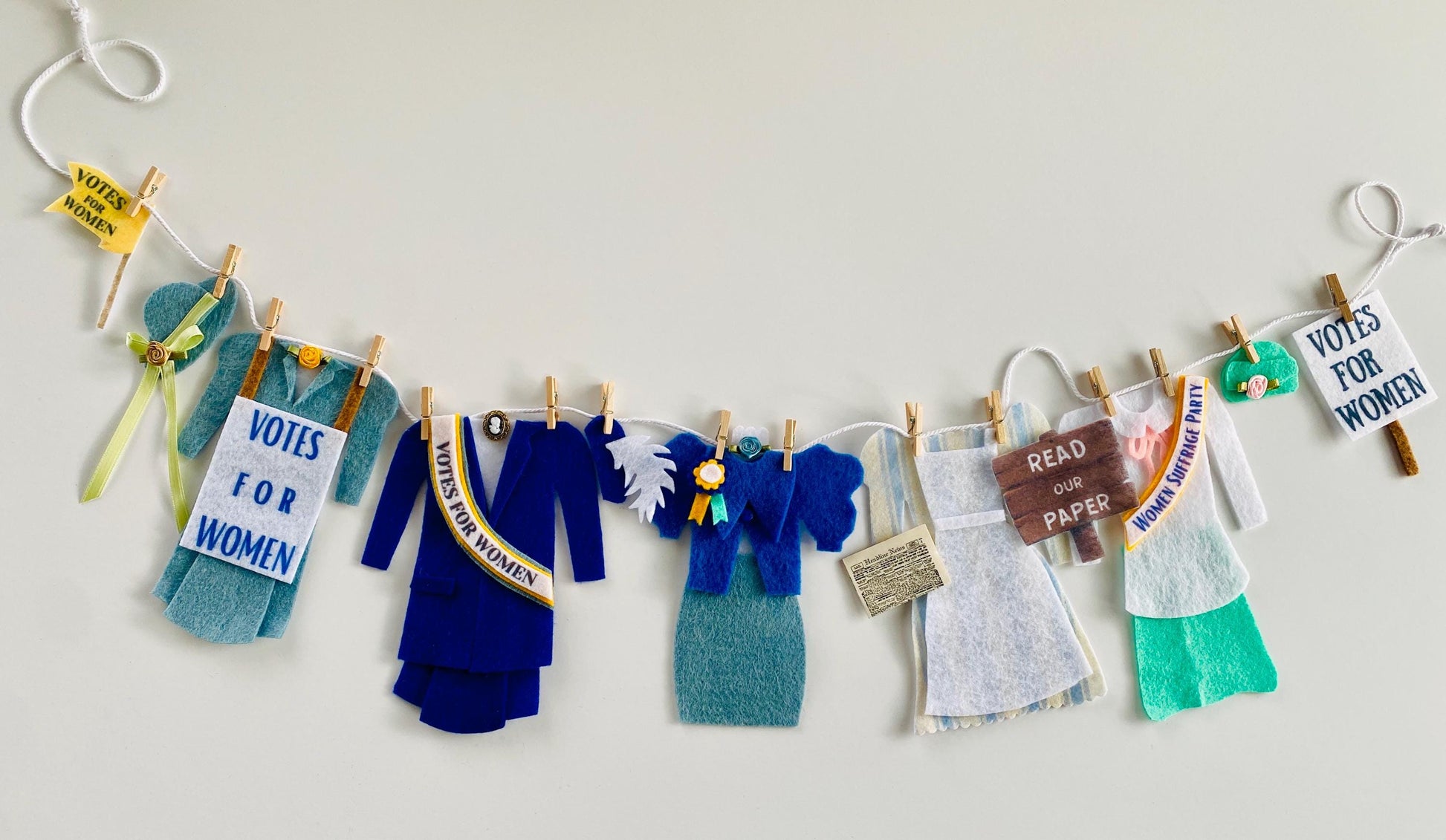 Votes for Women Miniature Felt Clothesline, Women's Suffrage Party Banner, Women's Liberation Bunting, Garland, Wall Hanging Decoration