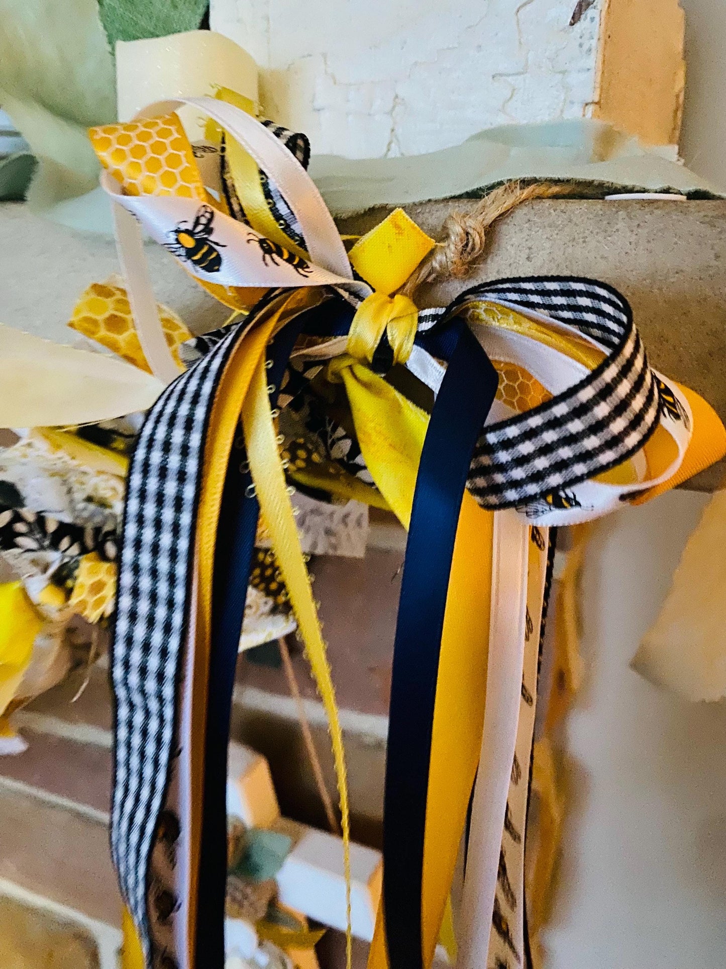 Bee Garland, Bee Hive Decoration, Spring Fabric Garland, Bumble Bee Bunting, Honey Banner, Honeybee Decor, Honey Bee Banner, Set of Two