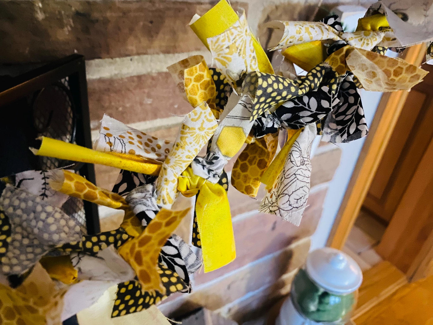 Bee Garland, Bee Hive Decoration, Spring Fabric Garland, Bumble Bee Bunting, Honey Banner, Honeybee Decor, Honey Bee Banner, Set of Two