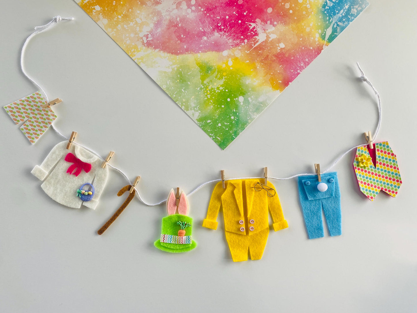 Easter Garland Felt, Clothesline Garland Easter, Easter Mantel Garland, Easter Bunny Door Decor