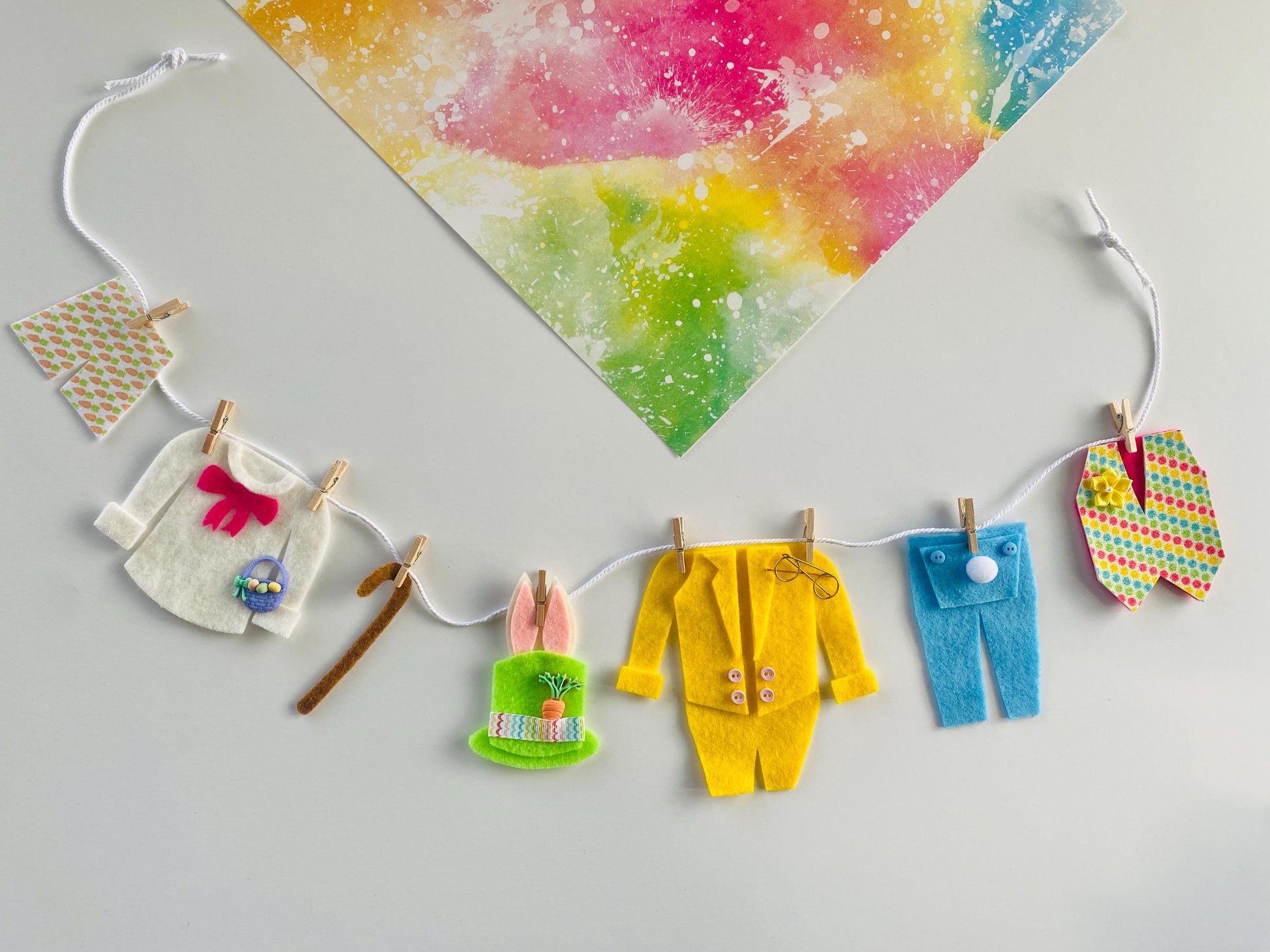 Easter Garland Felt, Clothesline Garland Easter, Easter Mantel Garland, Easter Bunny Door Decor