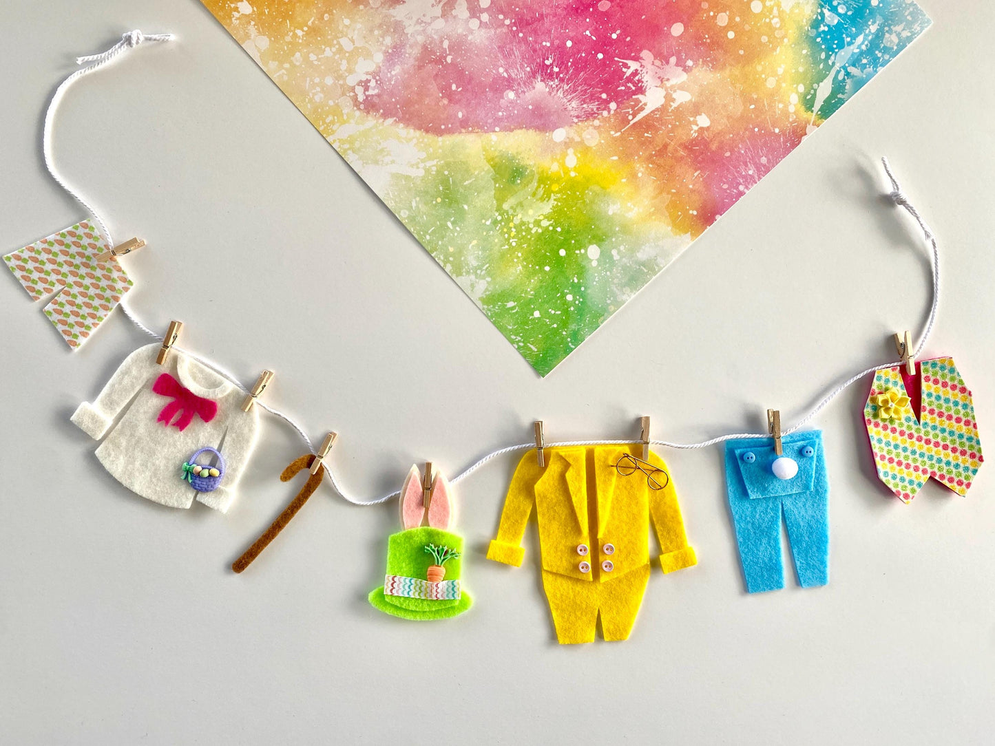 Easter Garland Felt, Clothesline Garland Easter, Easter Mantel Garland, Easter Bunny Door Decor