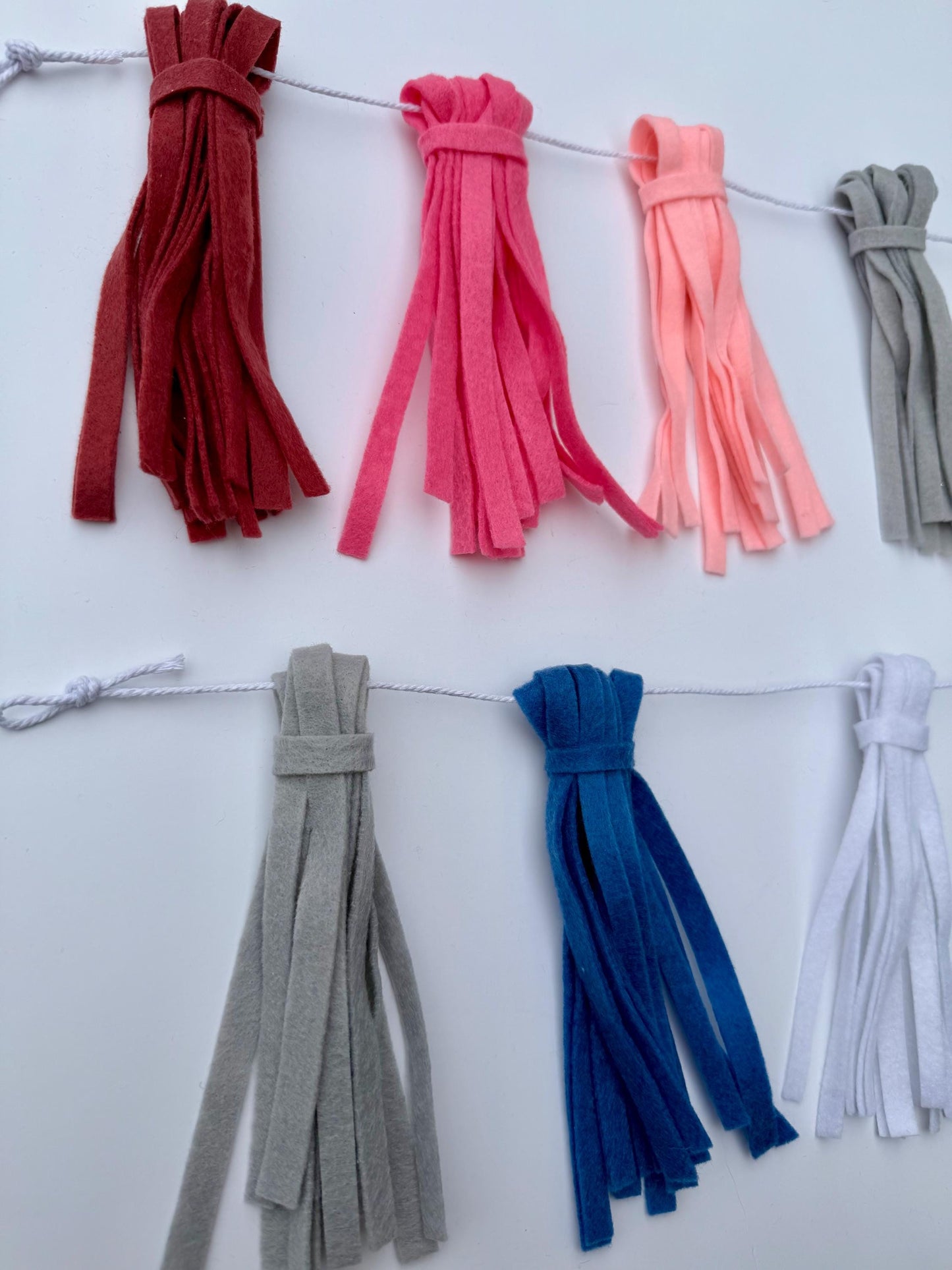 Felt Tassel Garland, Red, White & Blue Patriotic Fireplace Swag, Fringe Bunting Swag
