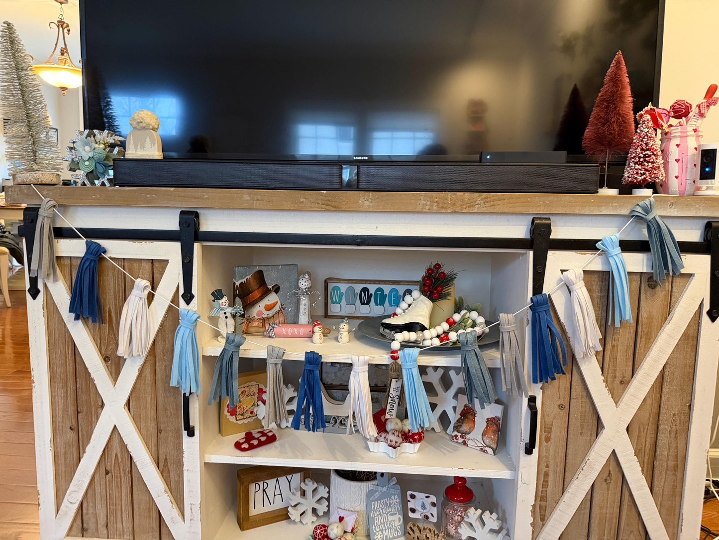 Felt Tassel Garland, Ombre Colorful and Neutral Fireplace Swag, Fringe Bunting Swag