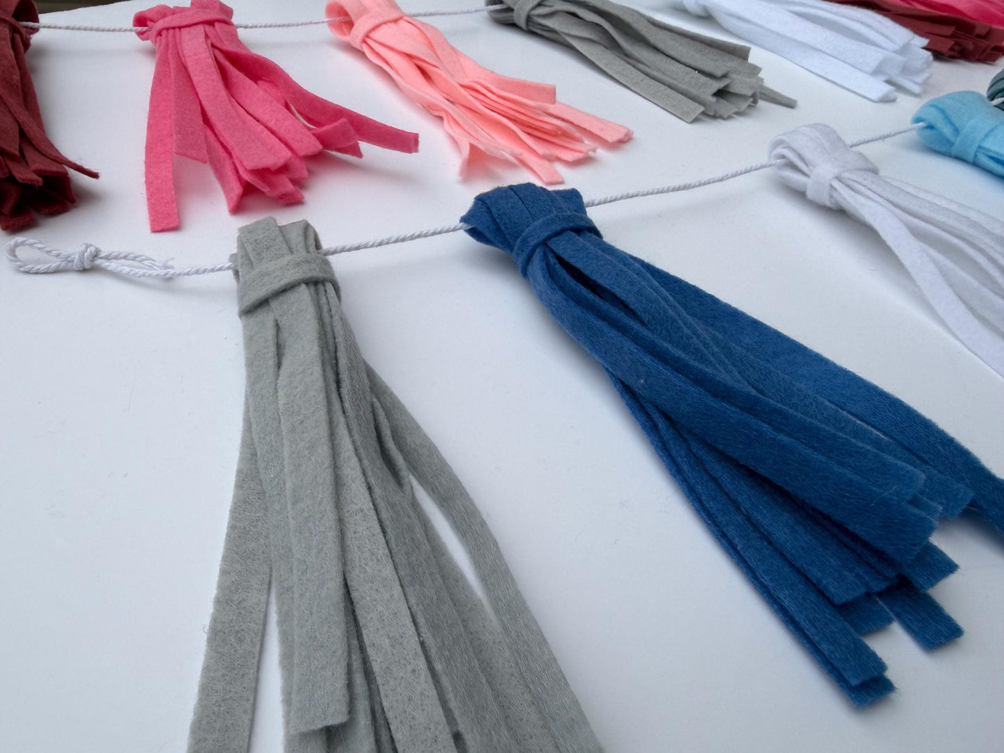 Felt Tassel Garland, Ombre Colorful and Neutral Fireplace Swag, Fringe Bunting Swag