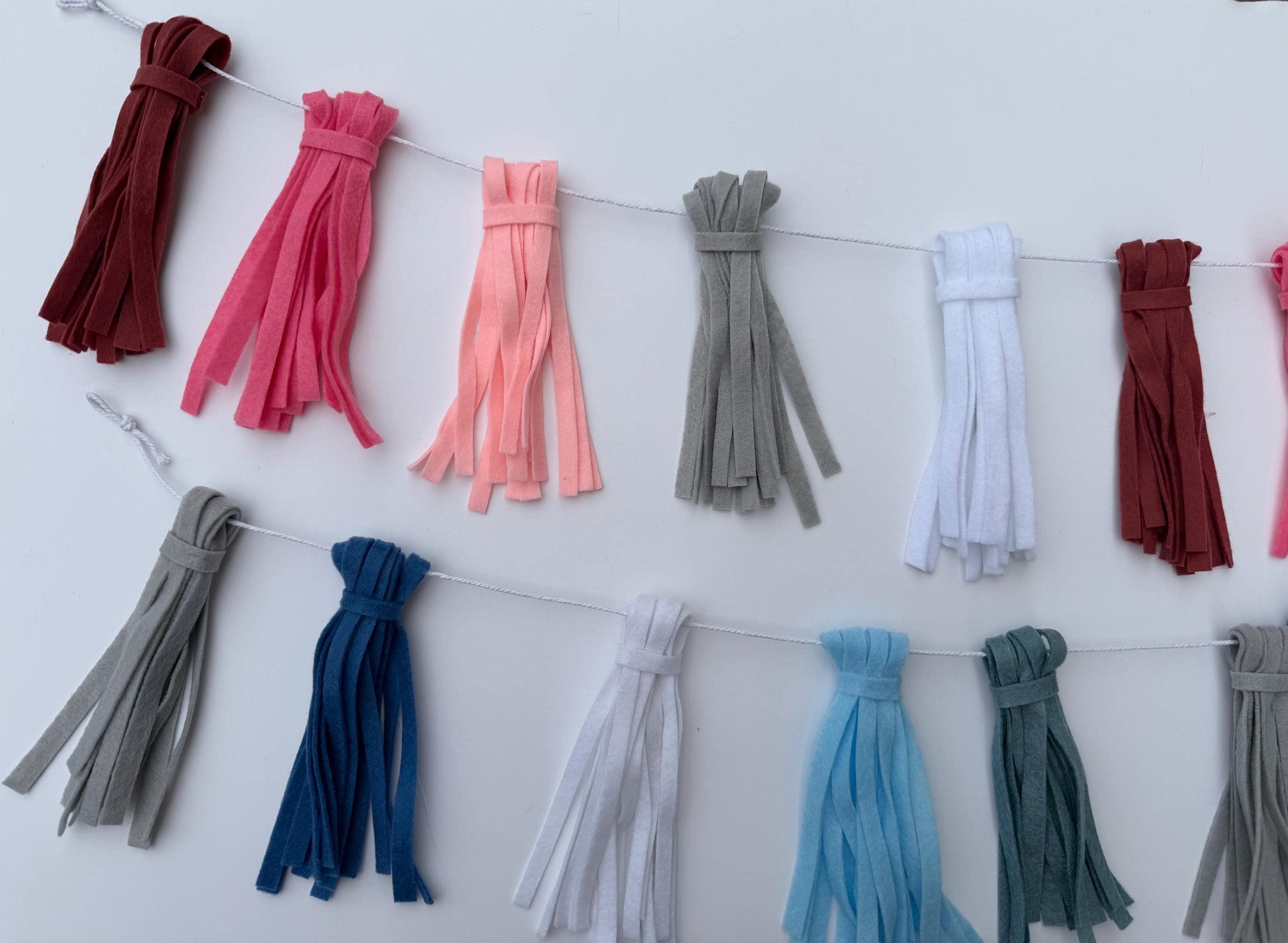 Felt Tassel Garland, Ombre Colorful and Neutral Fireplace Swag, Fringe Bunting Swag