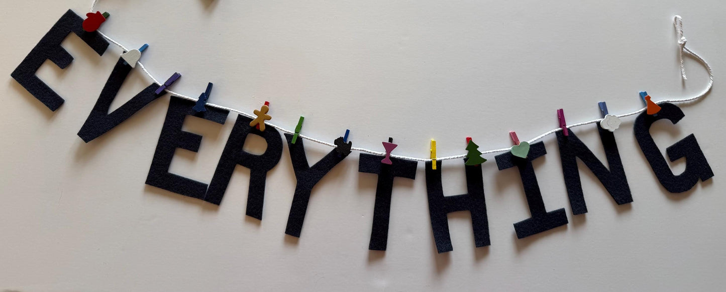 Happy Everything Banner Clothesline Garland for Holidays and Home Decoration