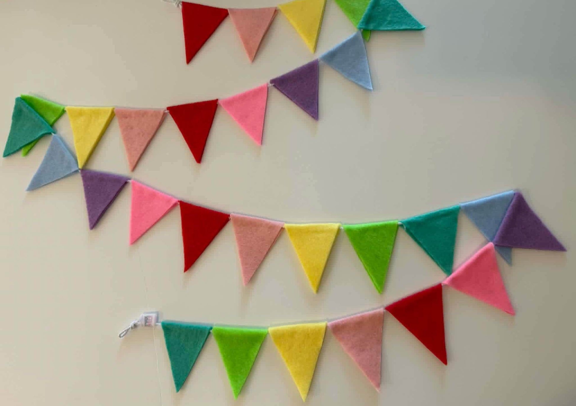 Pastel Rainbow Bunting, Triangle Banner, Felt Flag Pennants, Birthday Garland for Decoration or Party