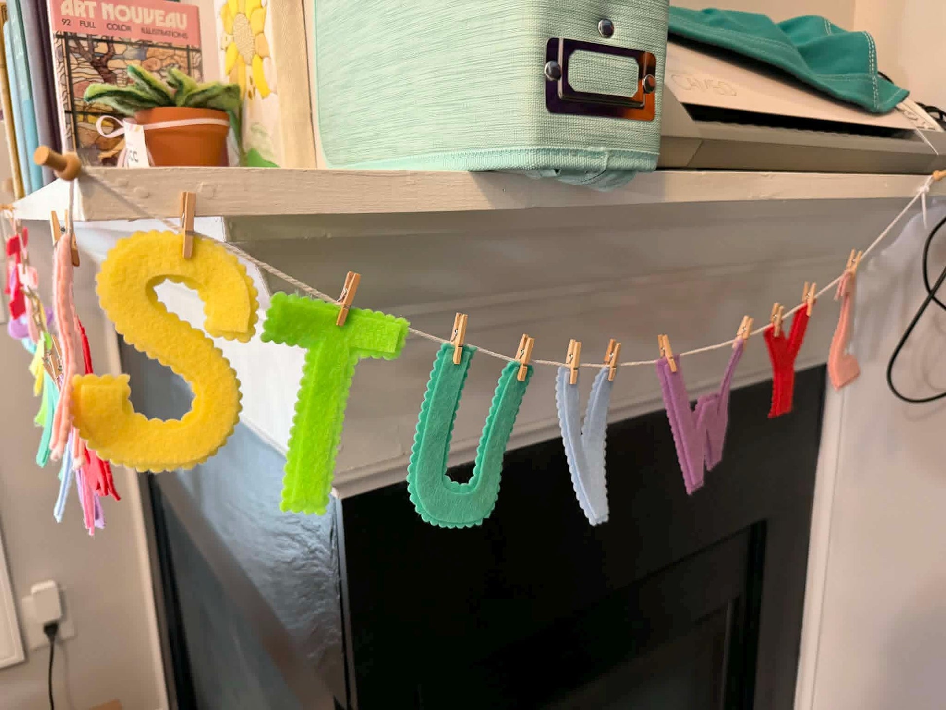 ABC Pastel Rainbow Alphabet Garland, Felt Clothesline Banner, Classroom Bunting for Decoration