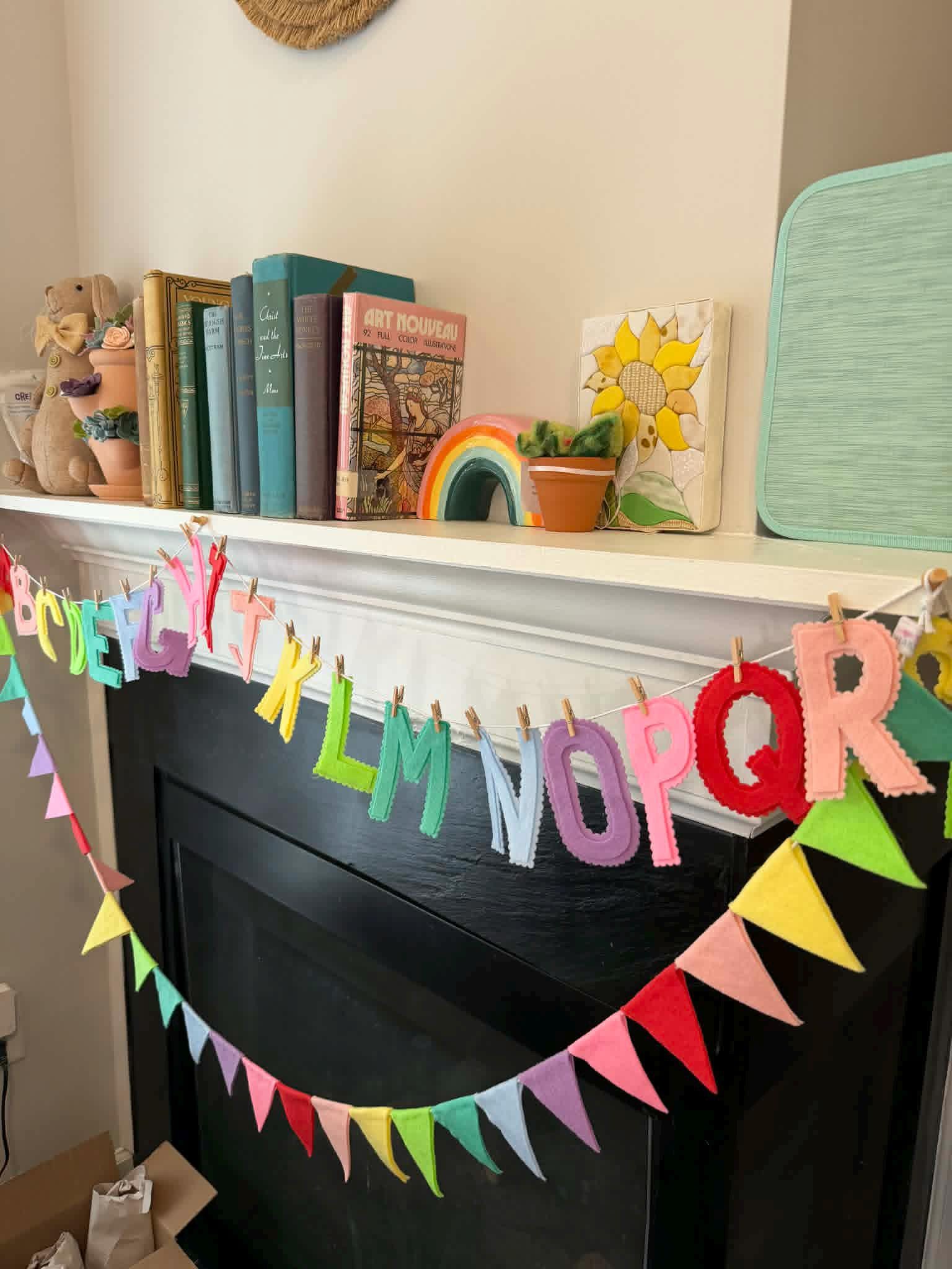 Pastel Rainbow Bunting, Triangle Banner, Felt Flag Pennants, Birthday Garland for Decoration or Party