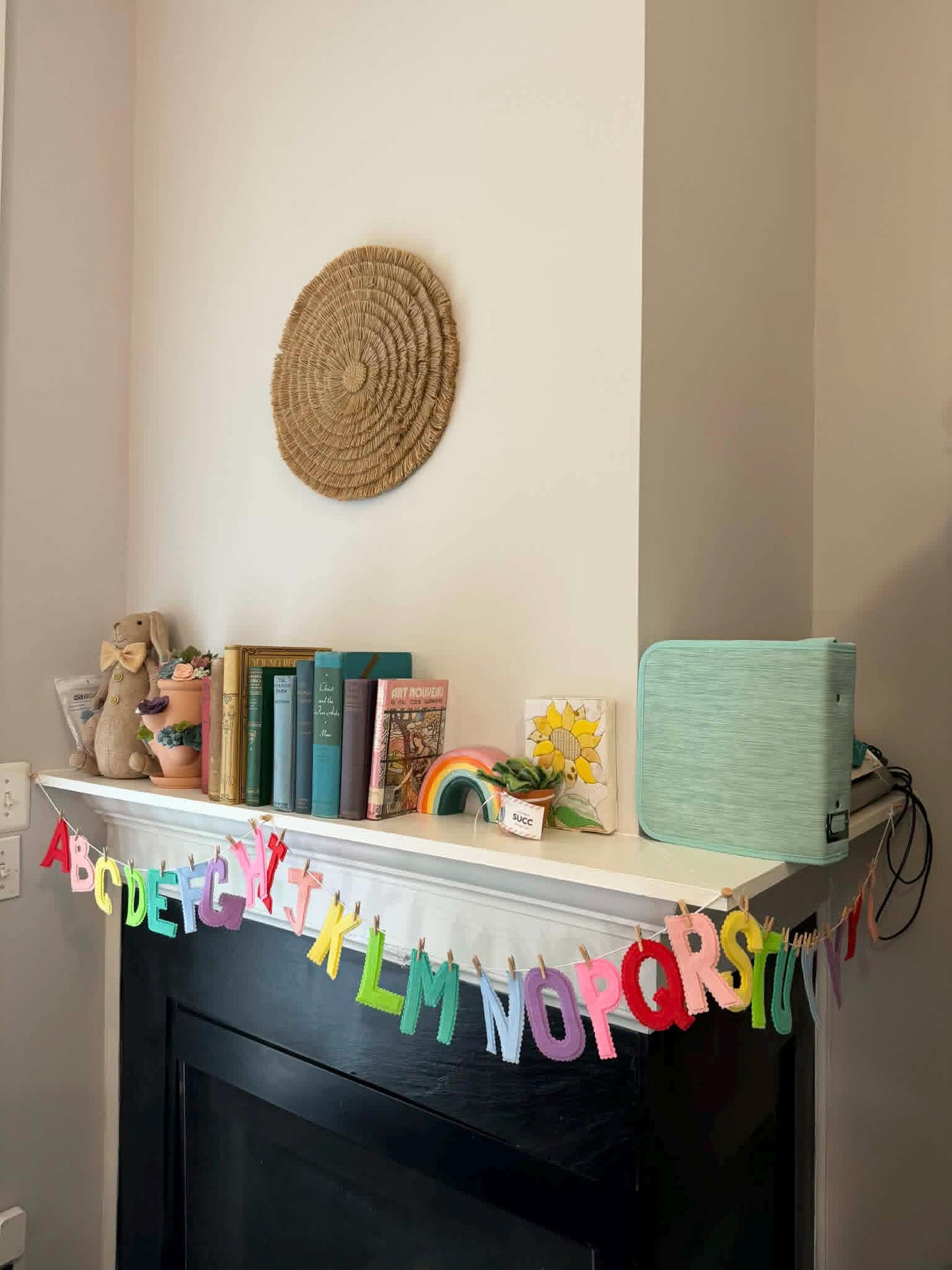ABC Pastel Rainbow Alphabet Garland, Felt Clothesline Banner, Classroom Bunting for Decoration