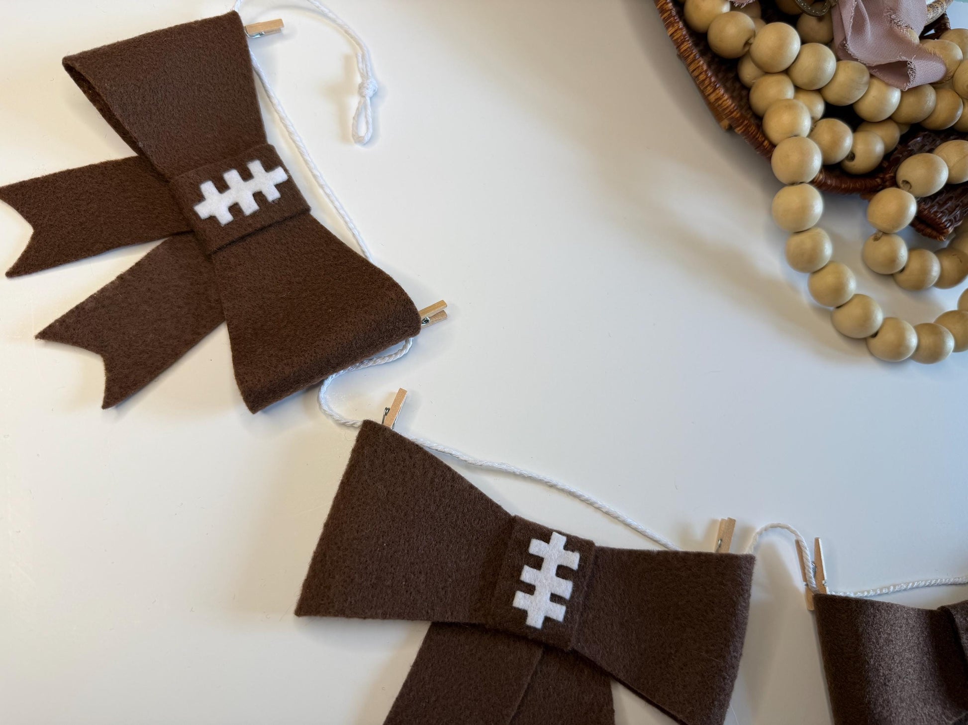 Football Bow Banner, Football Season Garland, Sports Bunting, Wall Hanging Decoration for the Big Game
