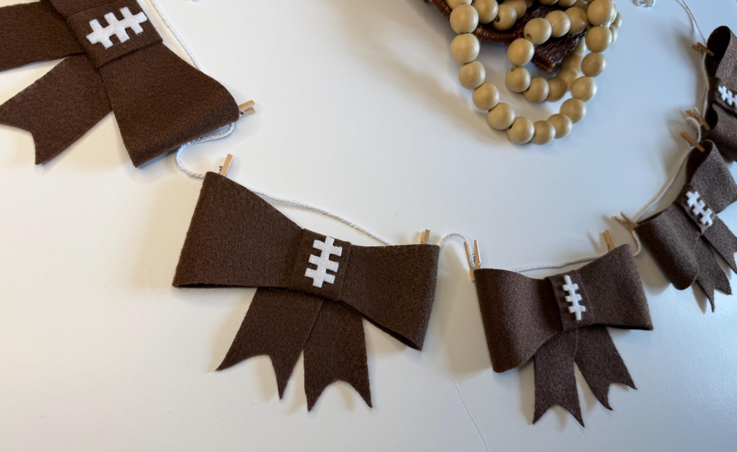 Football Bow Banner, Football Season Garland, Sports Bunting, Wall Hanging Decoration for the Big Game