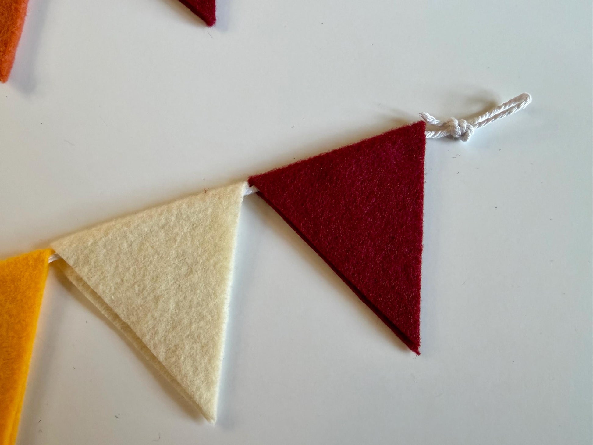 Fall Triangle Bunting, Autumn Colors Seasonal Flag Garland, Thanksgiving Banner, 6 feet long Felt Mantel Swag