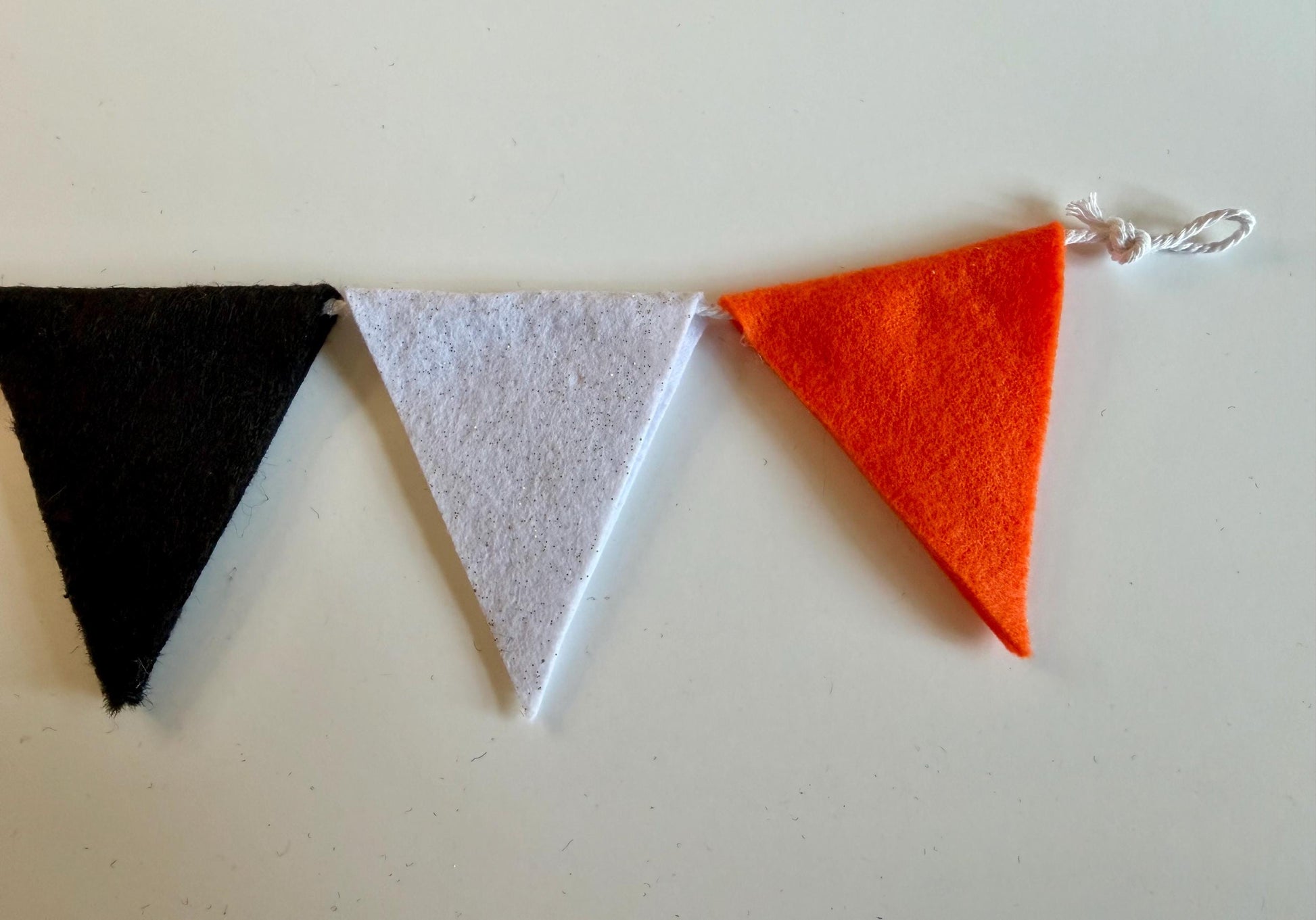 Halloween Triangle Bunting, October Colors Seasonal Flag Garland, Summerween Spooky Season Banner, 6 feet long Felt Mantel Swag