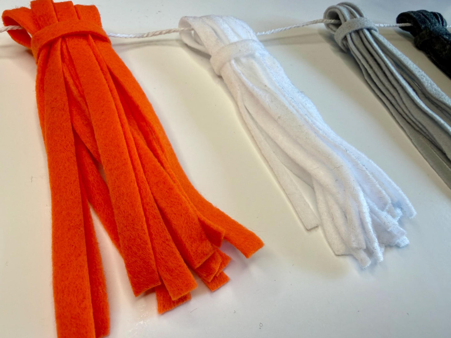 Felt Tassel Garland, Red, White & Blue Patriotic Fireplace Swag, Fringe Bunting Swag