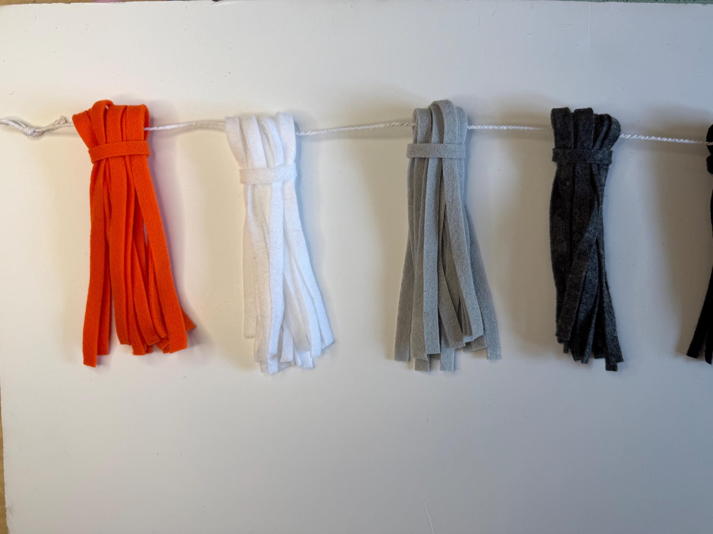 Felt Tassel Garland, Red, White & Blue Patriotic Fireplace Swag, Fringe Bunting Swag