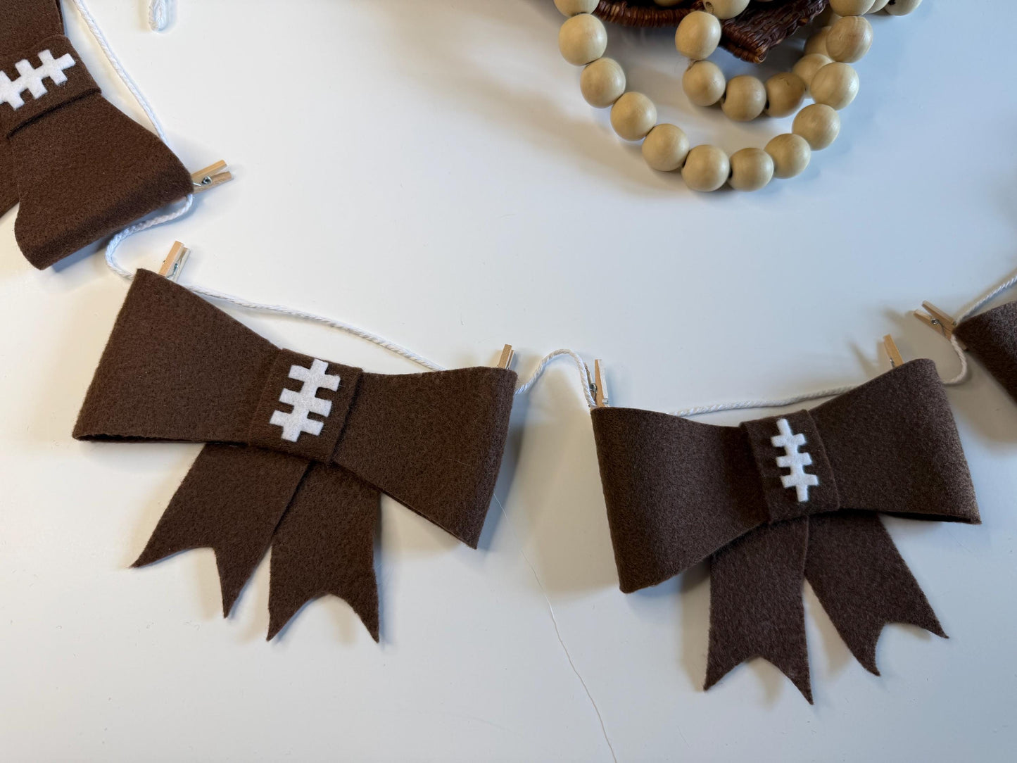 Football Bow Banner, Football Season Garland, Sports Bunting, Wall Hanging Decoration for the Big Game