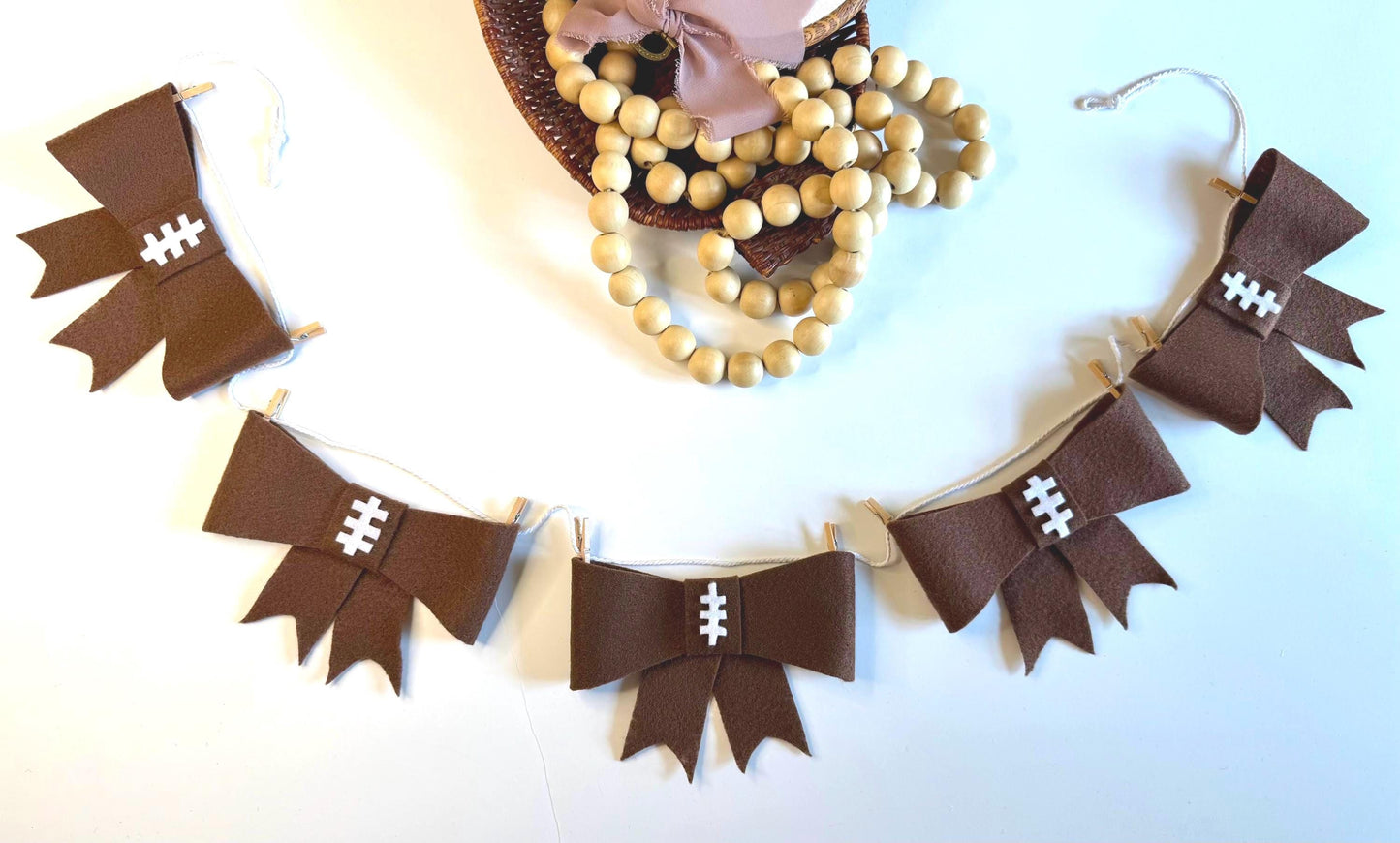 Football Bow Banner, Football Season Garland, Sports Bunting, Wall Hanging Decoration for the Big Game