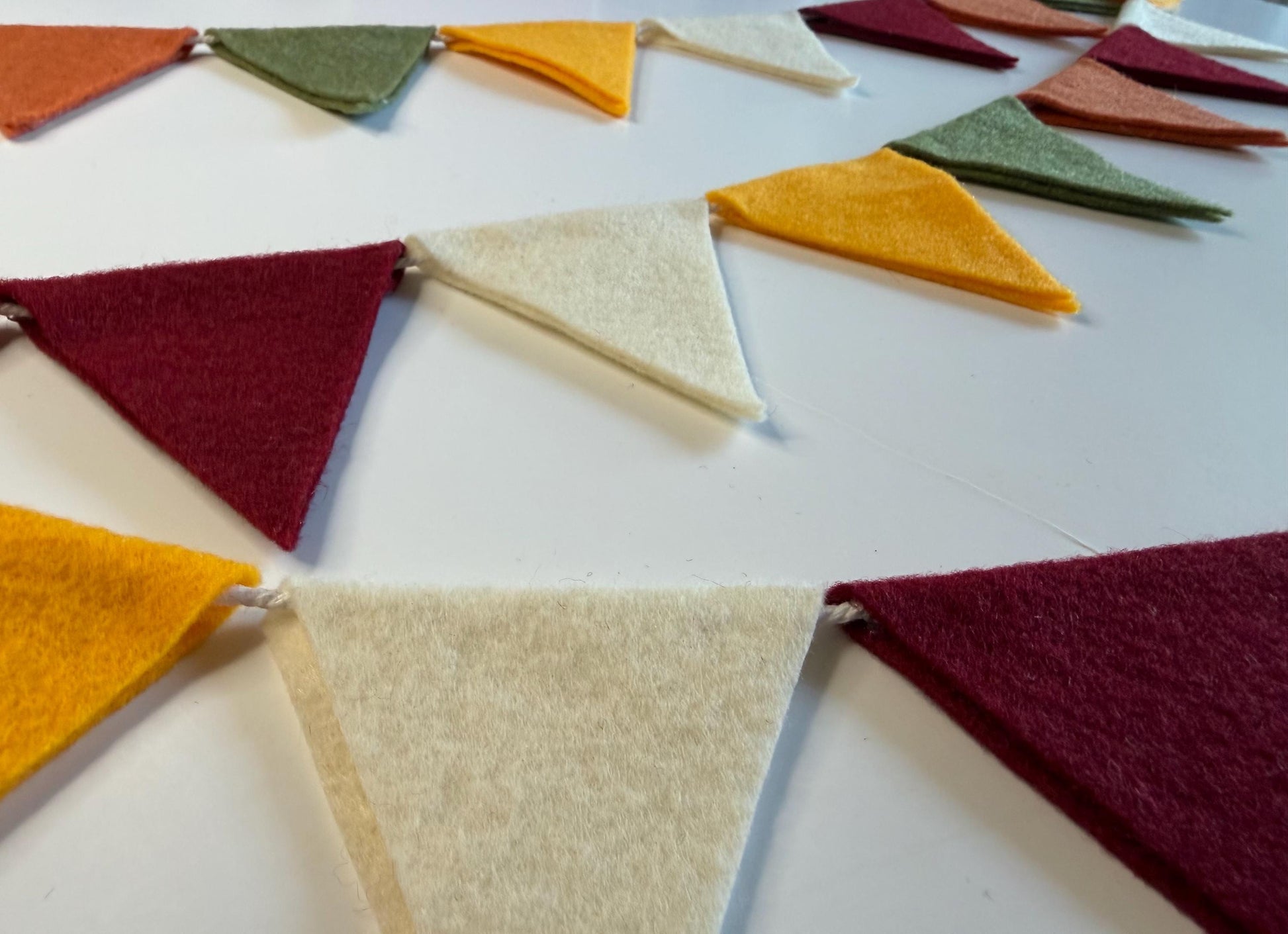 Fall Triangle Bunting, Autumn Colors Seasonal Flag Garland, Thanksgiving Banner, 6 feet long Felt Mantel Swag