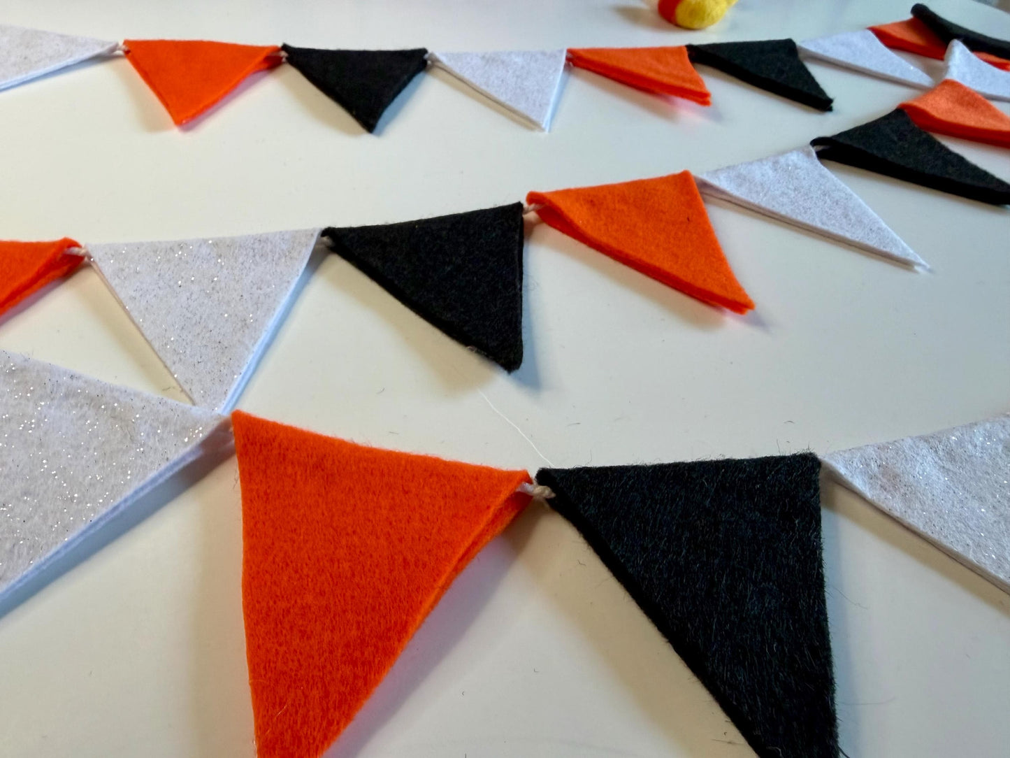 Halloween Triangle Bunting, October Colors Seasonal Flag Garland, Summerween Spooky Season Banner, 6 feet long Felt Mantel Swag