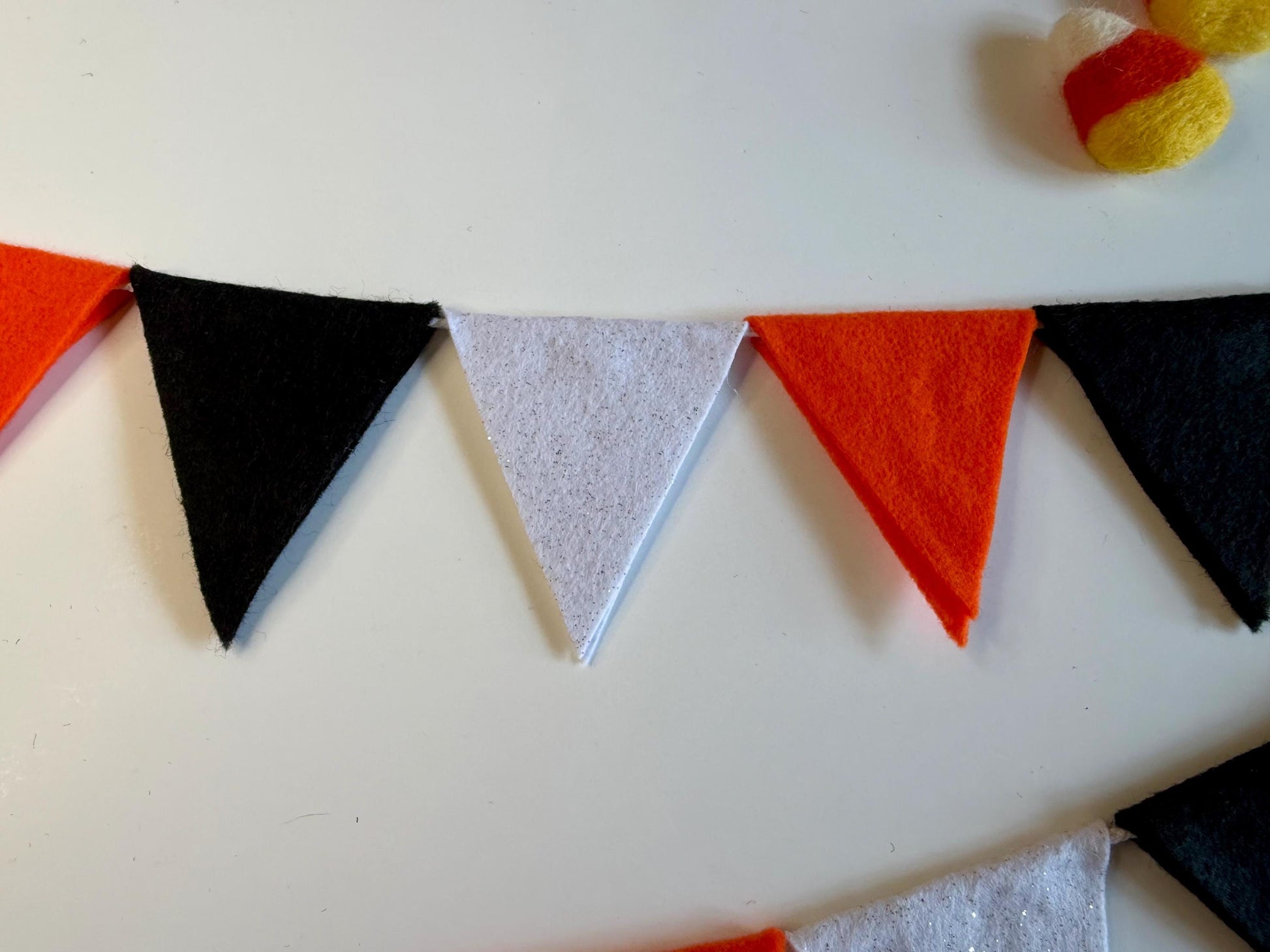 Halloween Triangle Bunting, October Colors Seasonal Flag Garland, Summerween Spooky Season Banner, 6 feet long Felt Mantel Swag