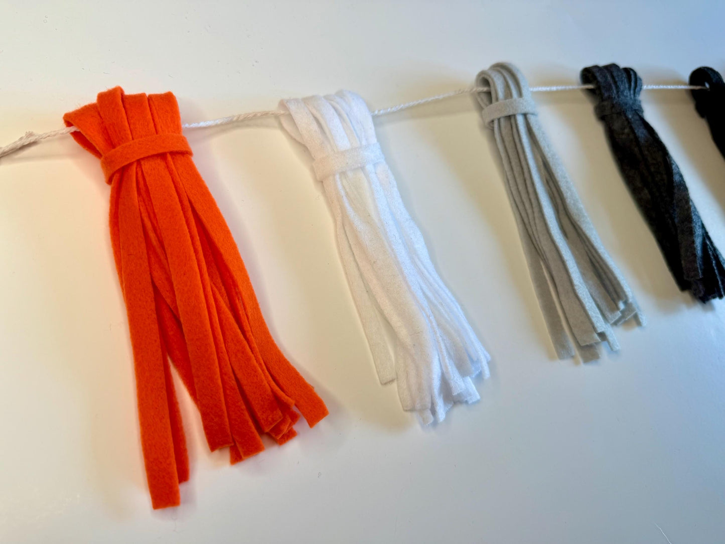 Felt Tassel Garland, Red, White & Blue Patriotic Fireplace Swag, Fringe Bunting Swag
