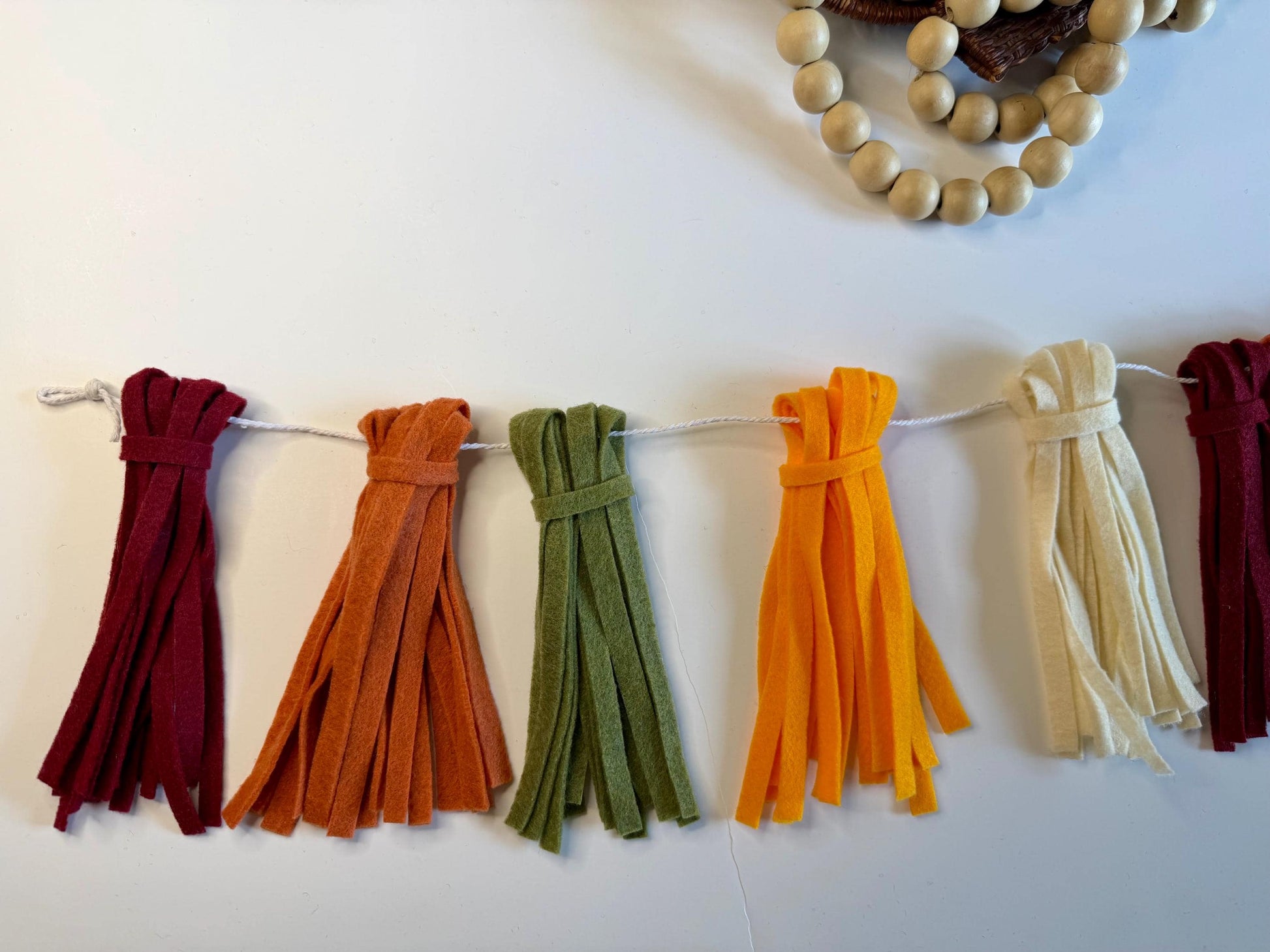 Felt Tassel Garland, Red, White & Blue Patriotic Fireplace Swag, Fringe Bunting Swag