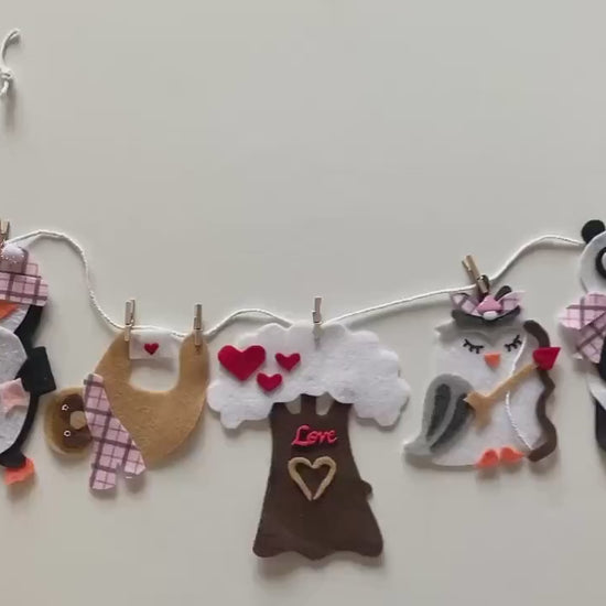 Winter Animals Banner Valentine’s Arctic Garland February Bunting Wall Hanging Decoration