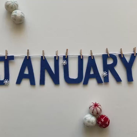 January Felt Miniature Clothesline Banner Snowman Garland Winter Bunting Wall Hanging Decoration for Bulletin Board
