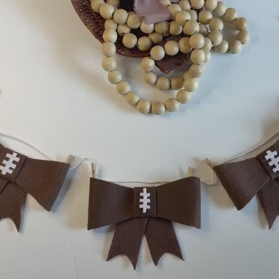 Football Bow Banner, Football Season Garland, Sports Bunting, Wall Hanging Decoration for the Big Game