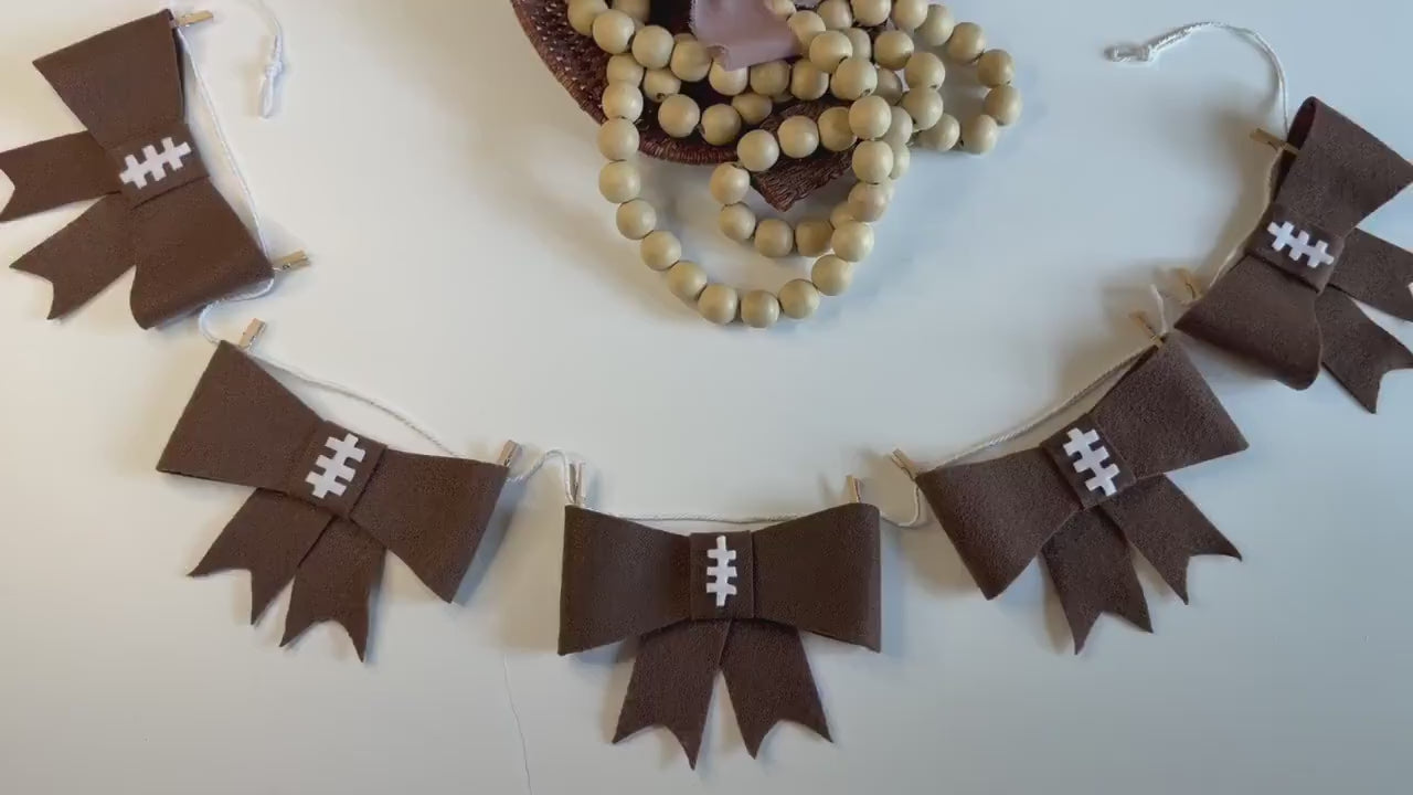Football Bow Banner, Football Season Garland, Sports Bunting, Wall Hanging Decoration for the Big Game