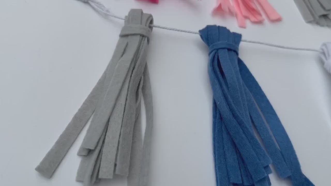 Felt Tassel Garland, Ombre Colorful and Neutral Fireplace Swag, Fringe Bunting Swag