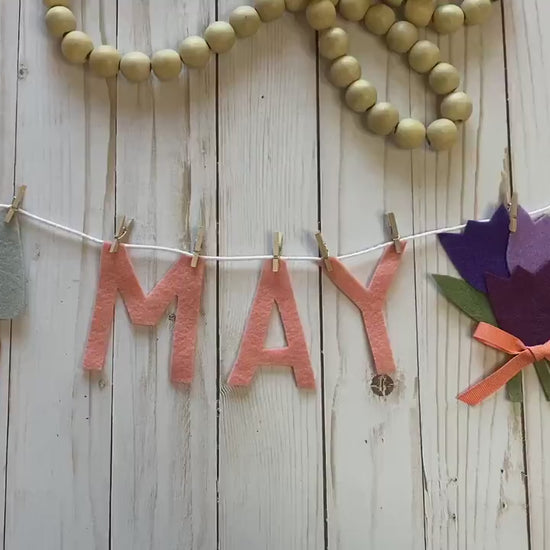 May Monthly Banner, May Flowers Garland, Bulletin Board Decoration