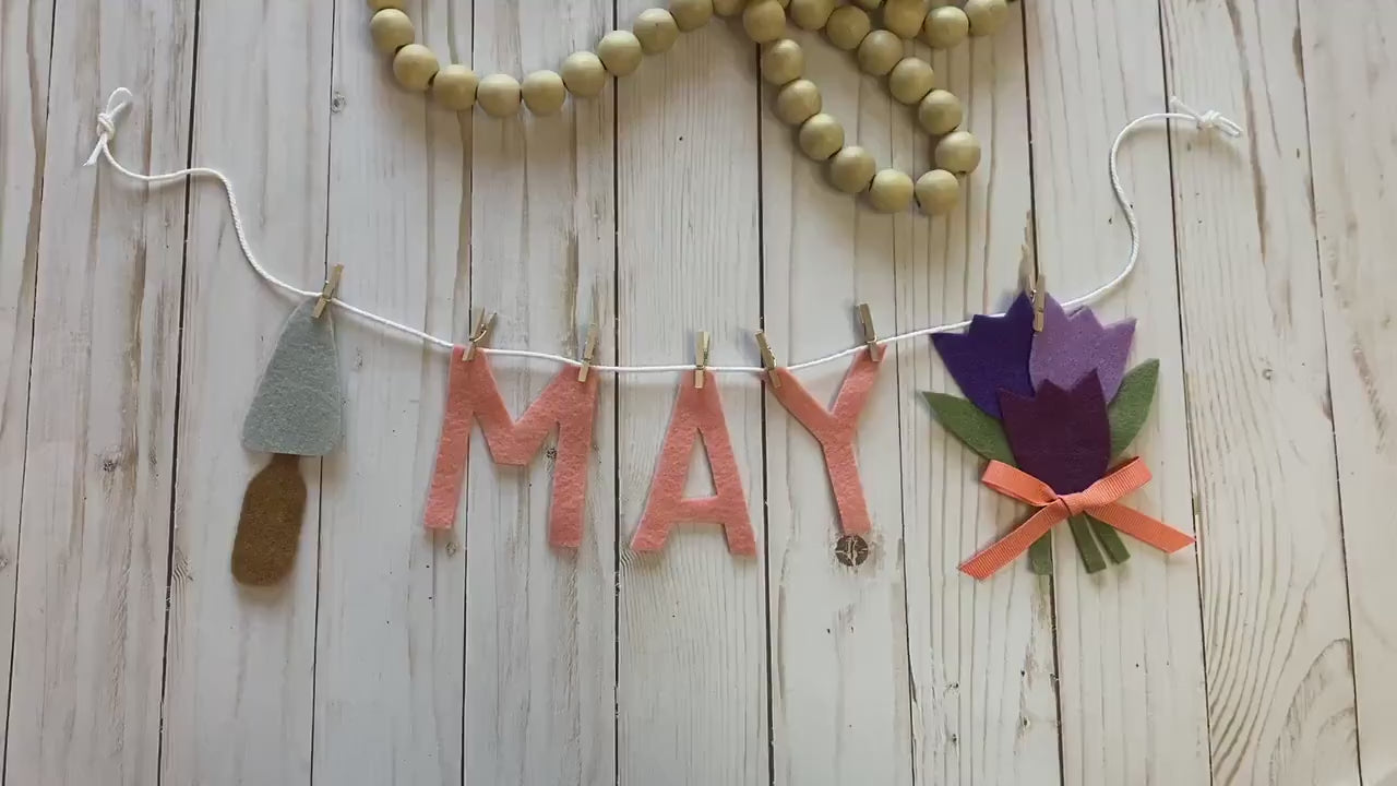May Monthly Banner, May Flowers Garland, Bulletin Board Decoration