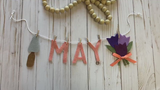 May Monthly Banner, May Flowers Garland, Bulletin Board Decoration