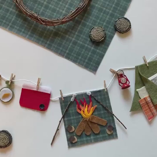 Camping Miniature Felt Clothesline Banner Garland Bunting Wall Hanging Decoration for Father’s Day
