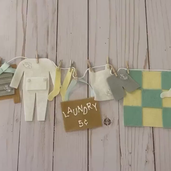 Laundry Line Miniature Felt Clothesline Banner Bunting Garland for Home Decor