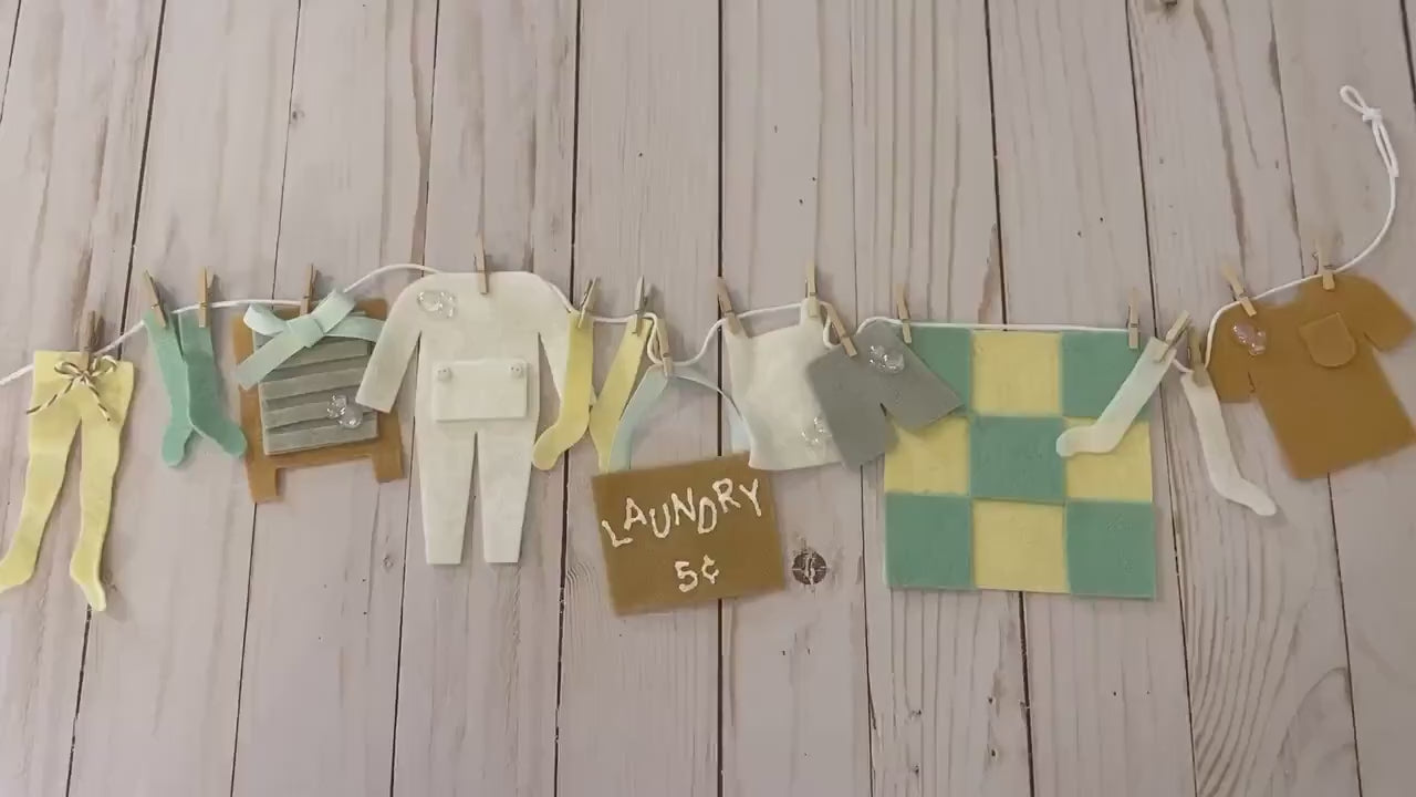 Laundry Line Miniature Felt Clothesline Banner Bunting Garland for Home Decor