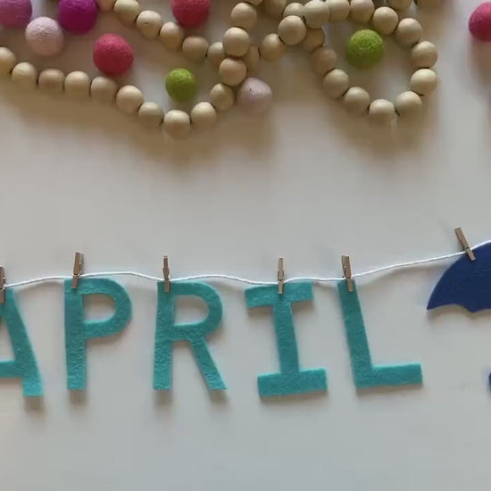 April Monthly Banner, April Showers Garland, Bunny Rabbit Bulletin Board Decoration