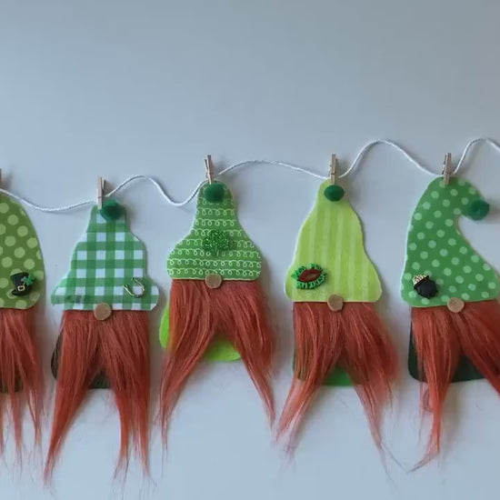 St. Patrick’s Day Gnome Felt Miniature Banner Garland Bunting Wall Hanging Decoration