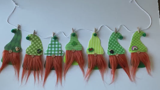 St. Patrick’s Day Gnome Felt Miniature Banner Garland Bunting Wall Hanging Decoration