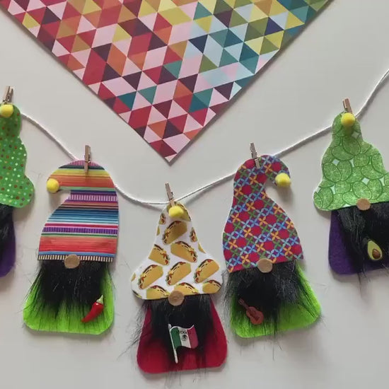 Cinco de Mayo Gnomes Garland Banner Bunting Wall Hanging Decoration for May