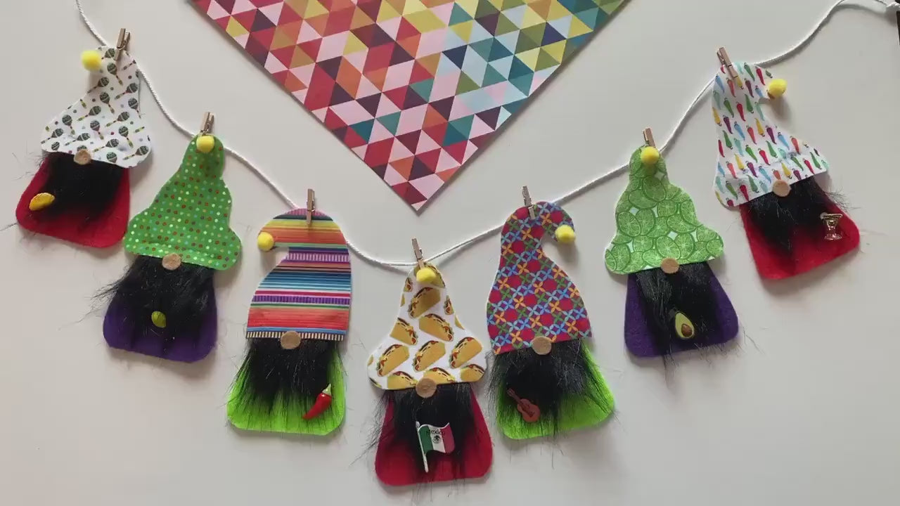 Cinco de Mayo Gnomes Garland Banner Bunting Wall Hanging Decoration for May