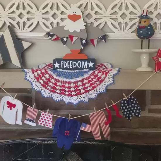 Uncle Sam Miniature Felt Clothesline Patriotic Banner Americana Bunting Wall Hanging Decoration for USA