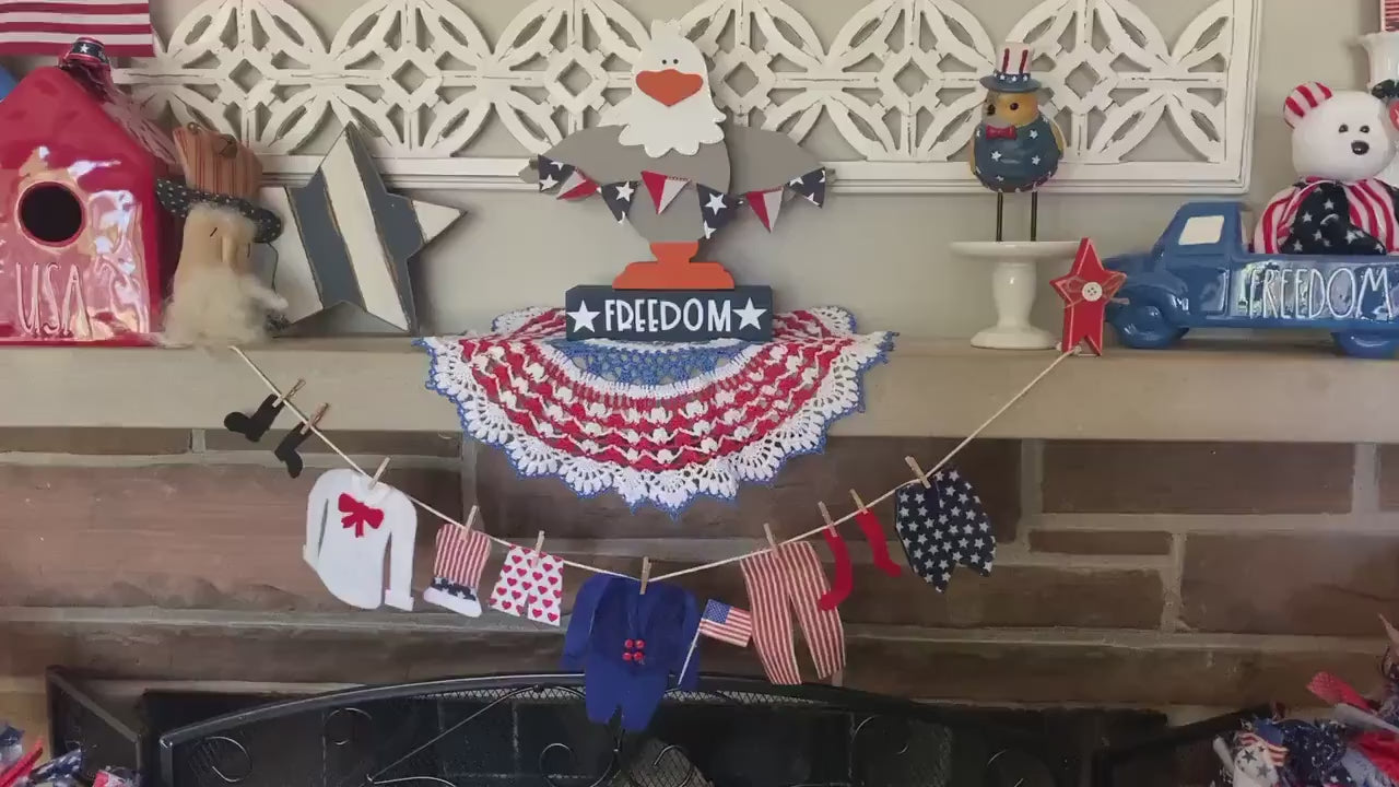 Uncle Sam Miniature Felt Clothesline Patriotic Banner Americana Bunting Wall Hanging Decoration for USA