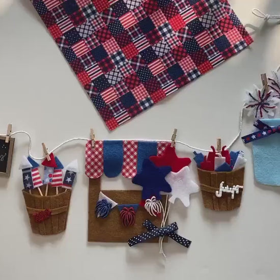 Firework Stand Banner, Miniature Felt 4th of July Garland, Firecracker Booth Bunting, Patriotic Wall Hanging, Home Decoration