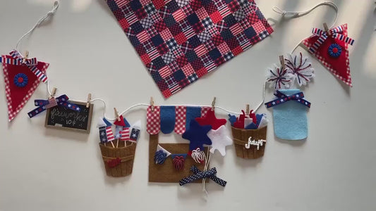 Firework Stand Banner, Miniature Felt 4th of July Garland, Firecracker Booth Bunting, Patriotic Wall Hanging, Home Decoration