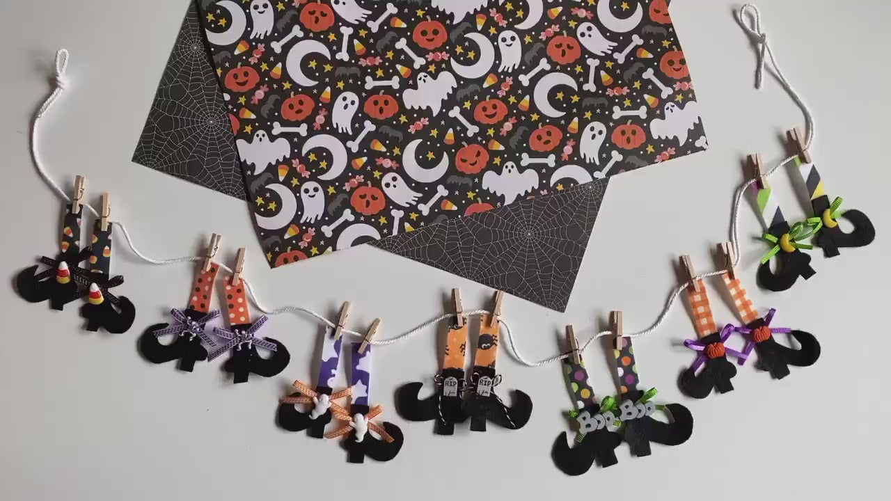 Miniature Felt Witch Feet Clothesline Banner Witches Stockings Garland Halloween Bunting Wall Hanging Decoration for October