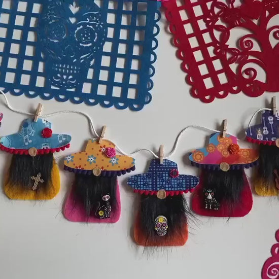 Day of the Dead Gnomes Banner Dia de los Muertos Garland bunting wall hanging decoration